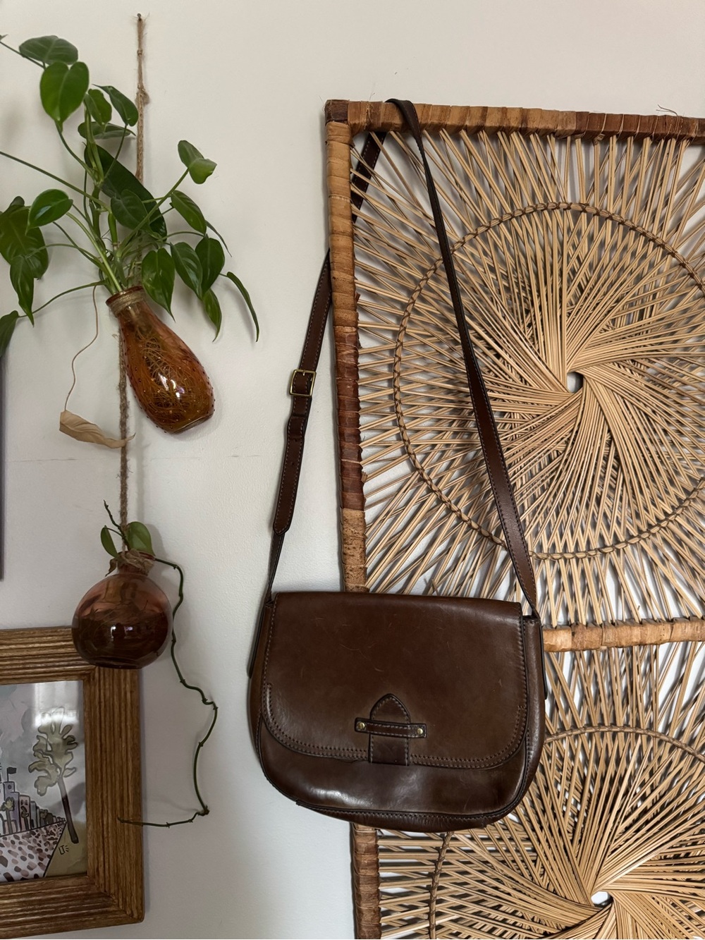 Frye Brown Leather Crossbody Saddle Bag